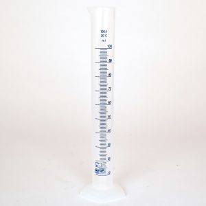 Measuring cylinder plastic translucent 100mL blue graduations