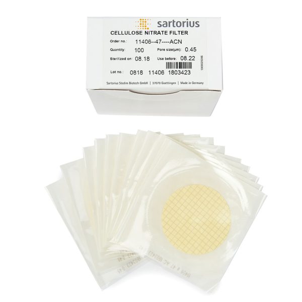 Filter paper Cellulose Nitrate Sartorius 0 45um 47mm dia 100 filters per pack